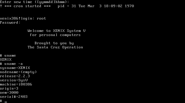 Restoring Xenix 386 2.2.3c, Part 1