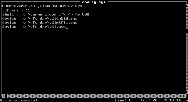 Editing CONFIG.SYS