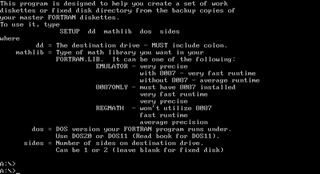 SETUP.BAT for IBM FORTRAN 2.0